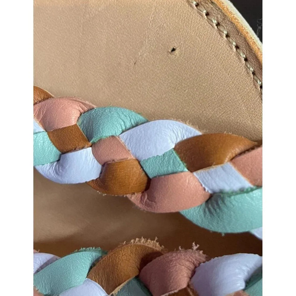 Huellas Braided Strappy Leather Flat Sandals Multicolor Adjustable Buckle Size 6 - Picture 9 of 10
